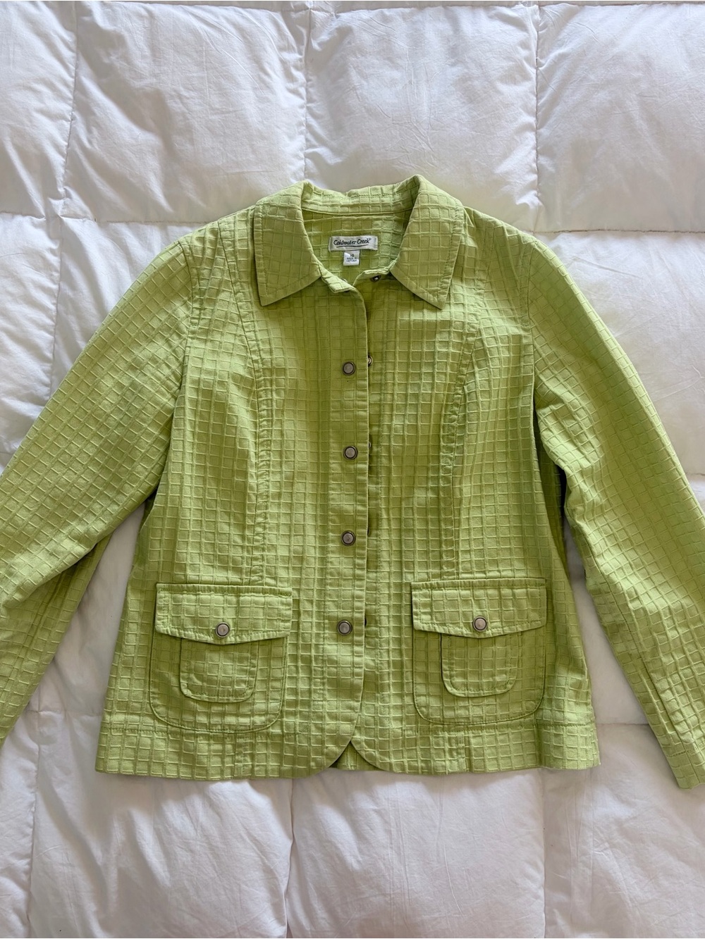 Coldwater Creek Lime Green Textured Button Jacket